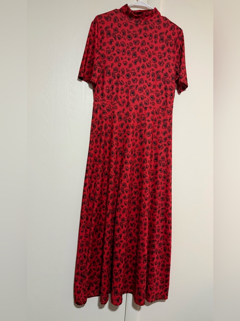 Red & Black Leopard Print Maxi Dress